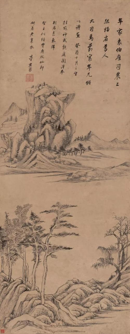 仿巨然山水卷