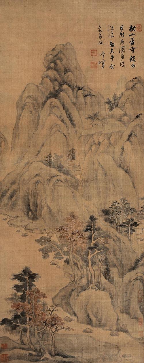 秋山萧寺图