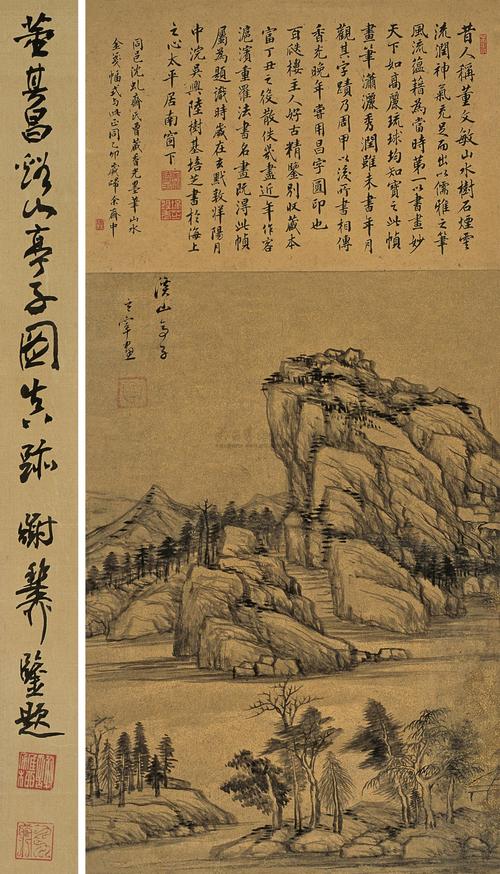 溪亭待月图