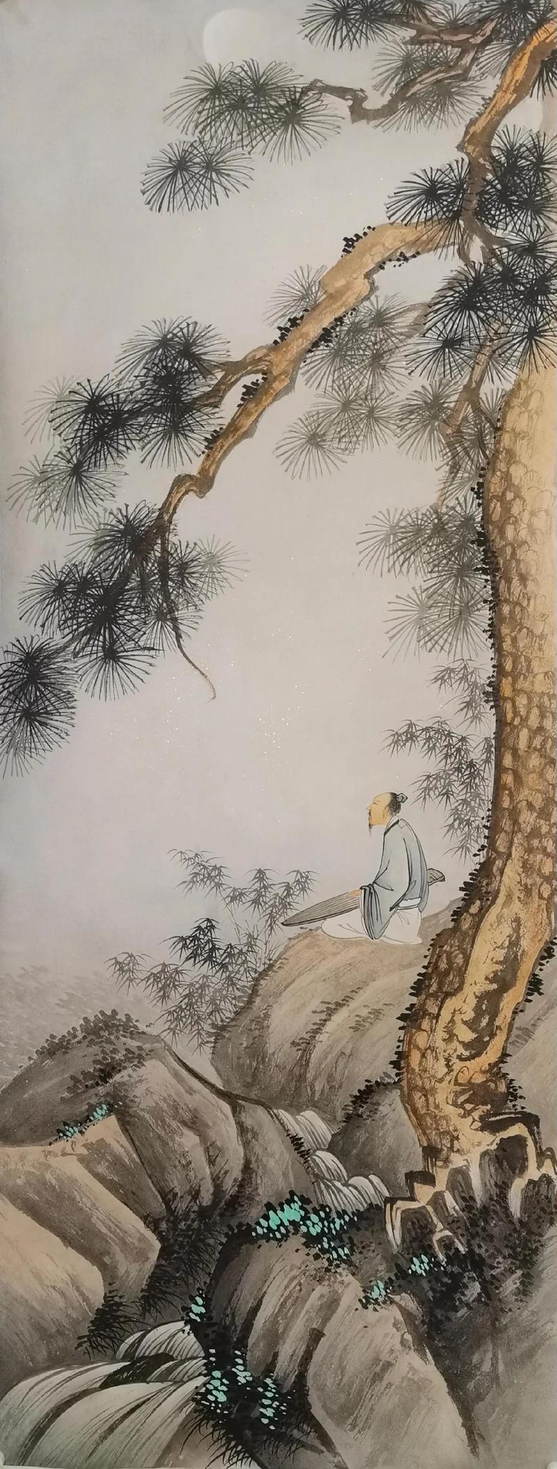 松荫独坐图（扇面）